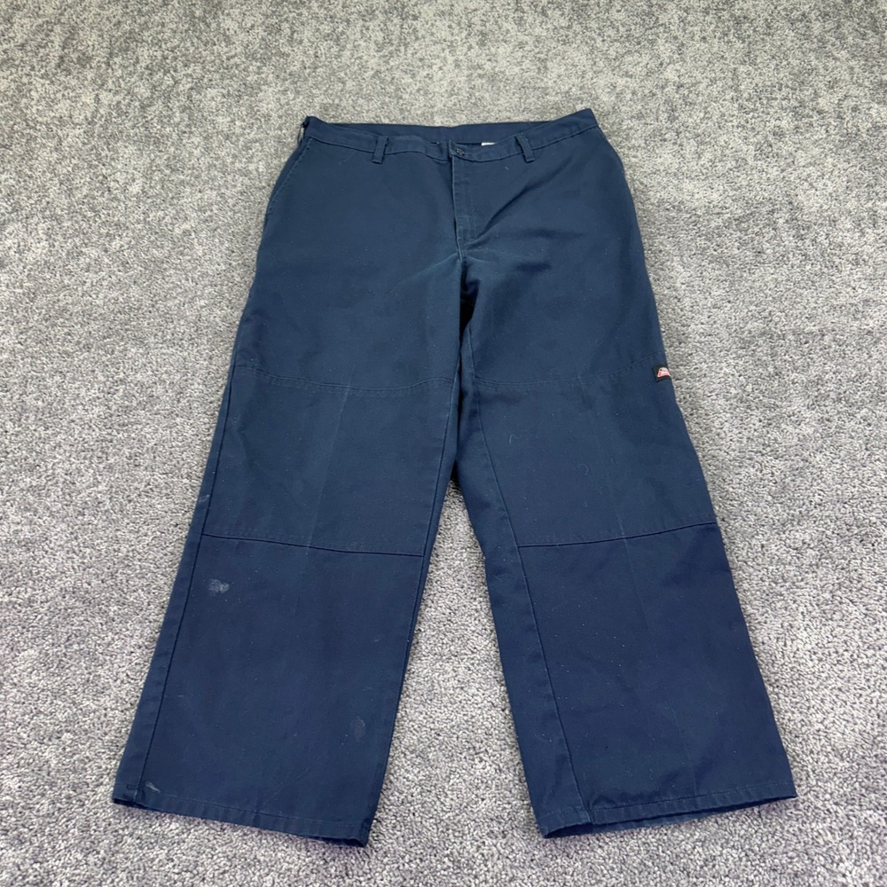 Dickies Double Knee Pants Mens 36x28 Navy Blue Workwear